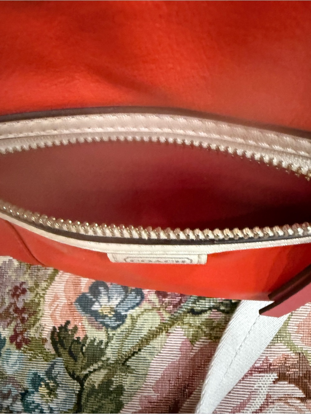 COACH Coral and Cream Leather Shoulder Bag with Silver Hardware - Picture 2 of 9